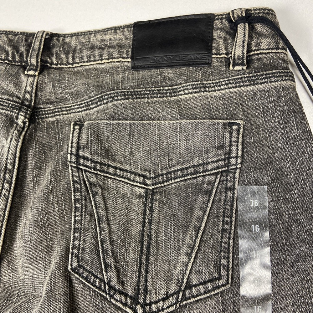 DKNY Spring Street Jean Size 16 Gray Black Mid Rise Slim Fit Extreme Flare NWT - Picture 3 of 9